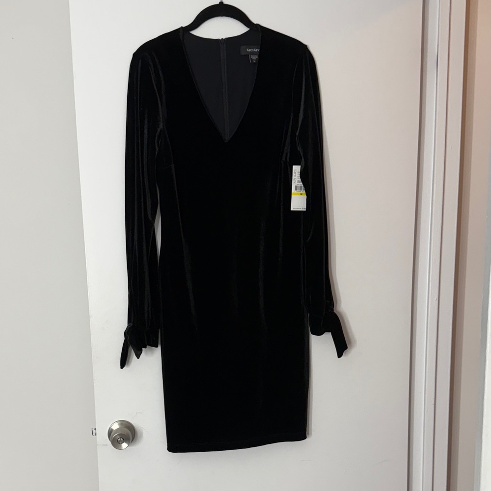 Karen Kane Starlight Black Velvet Dress with Bishop Sleeves